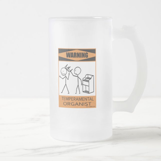 Caneca De Cerveja Vidro Jateado Organista Temperamental de Alerta (Direita)