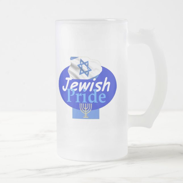 CANECA DE CERVEJA VIDRO JATEADO ORGULHO JUDAICO (Direita)
