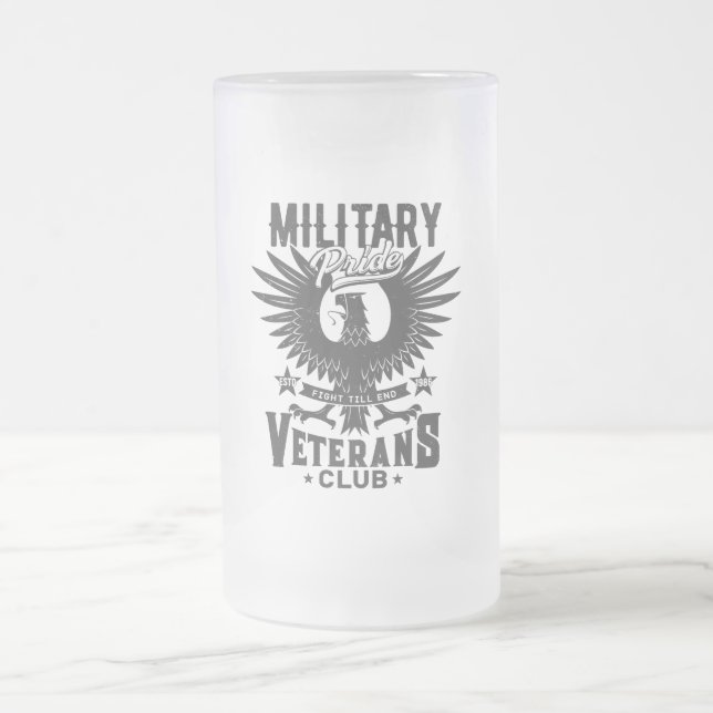 Caneca De Cerveja Vidro Jateado Orgulho Militar (Centro)