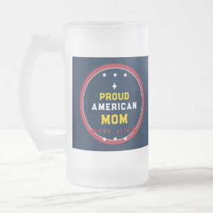 Caneca De Cerveja Vidro Jateado Orgulhosa Mãe Americana 4 de Julho