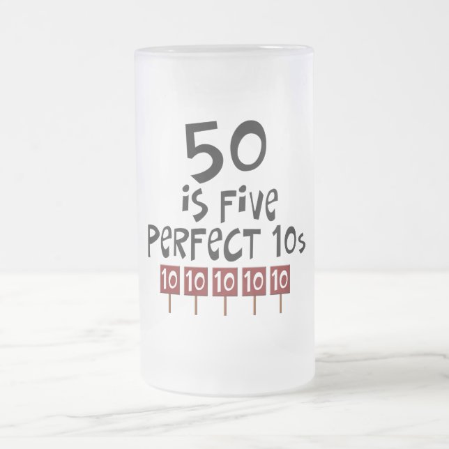 Caneca De Cerveja Vidro Jateado os 50th presentes de aniversário, 50 são 5 10s (Centro)