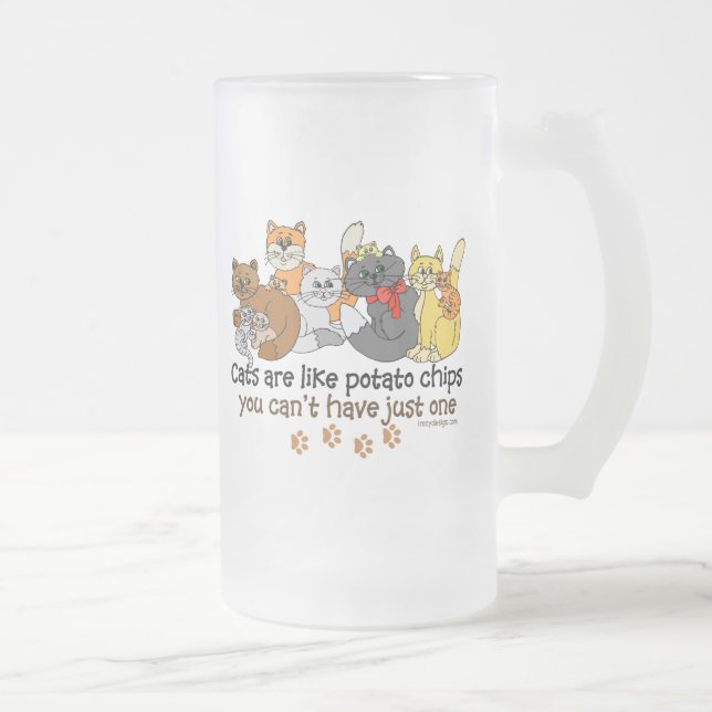 Caneca De Cerveja Vidro Jateado Os gatos são como microplaquetas de batata (Direita)