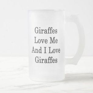 Caneca De Cerveja Vidro Jateado Os girafas amam-me e eu amo girafas