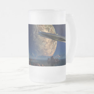 Caneca De Cerveja Vidro Jateado OVNI-Mundo Estrangeiro - Paisagem SciFi