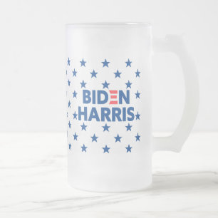 Caneca De Cerveja Vidro Jateado Padrão Biden / Harris Blue Stars