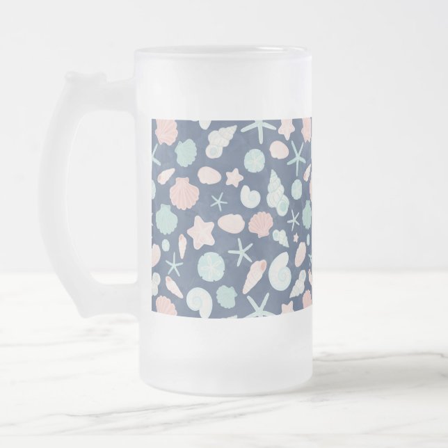 Caneca De Cerveja Vidro Jateado padrão das conchas (Esquerda)