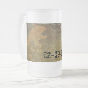 Caneca De Cerveja Vidro Jateado Padrão de camuflagem verde vintage V2.0