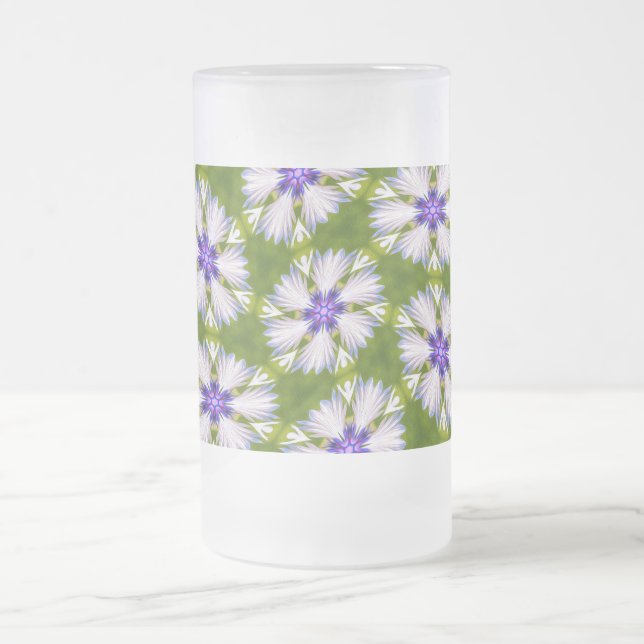 Caneca De Cerveja Vidro Jateado Padrão de Cornflorins Branco (Centro)