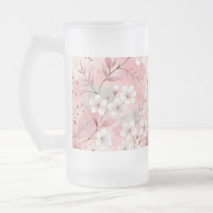 Caneca De Cerveja Vidro Jateado Padrão de Flor Sakura Rosa