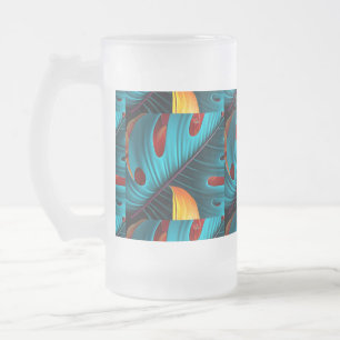 Caneca De Cerveja Vidro Jateado Padrão de Folha de Palma Verde