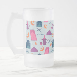 Caneca De Cerveja Vidro Jateado Padrão Feliz Ramadão