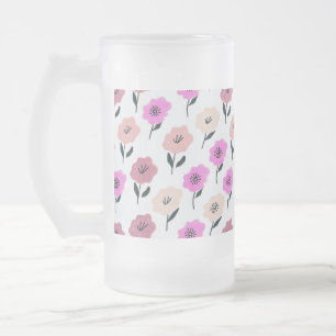 Caneca De Cerveja Vidro Jateado Padrão Floral Vibrante