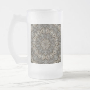 Caneca De Cerveja Vidro Jateado Padrão Mandala de Tons Naturais da Terra