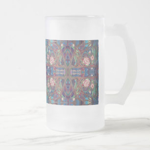 Caneca De Cerveja Vidro Jateado padrão rosa