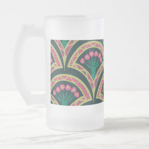 Caneca De Cerveja Vidro Jateado padrão verde em forma de concha