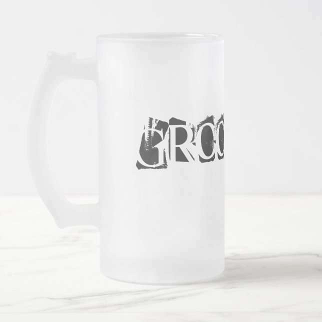 Caneca De Cerveja Vidro Jateado Padrinho de casamento fosco (Esquerda)