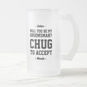Caneca De Cerveja Vidro Jateado Padrinho de casamento Proposta Chug para Aceitar u