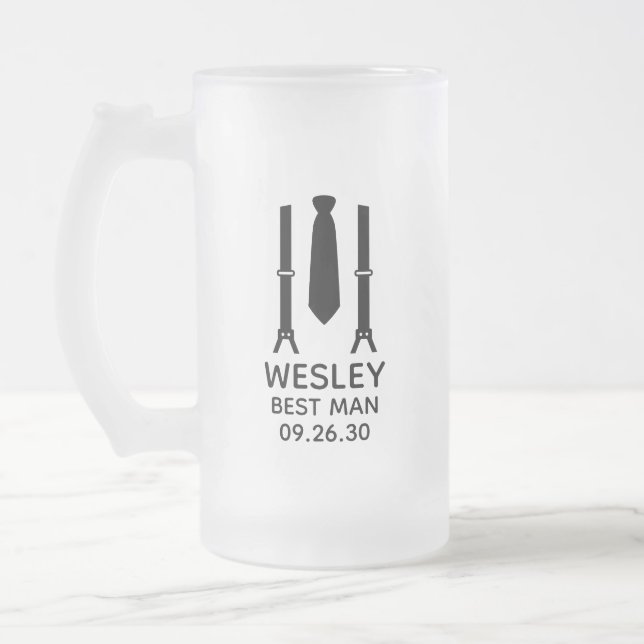 Caneca De Cerveja Vidro Jateado Padrinho de Smoking (Esquerda)
