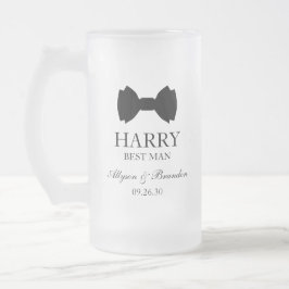 Caneca De Cerveja Vidro Jateado Padrinho Gravata Borboleta Preta