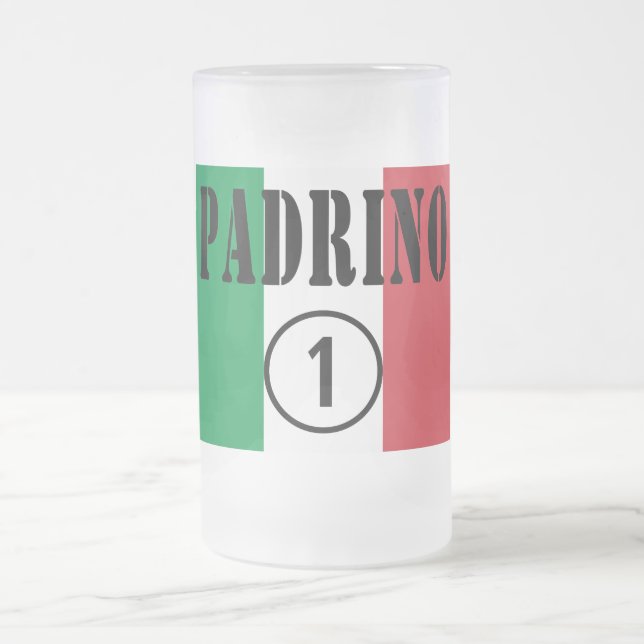 Caneca De Cerveja Vidro Jateado Padrinho italianos: ONU de Padrino Numero (Centro)
