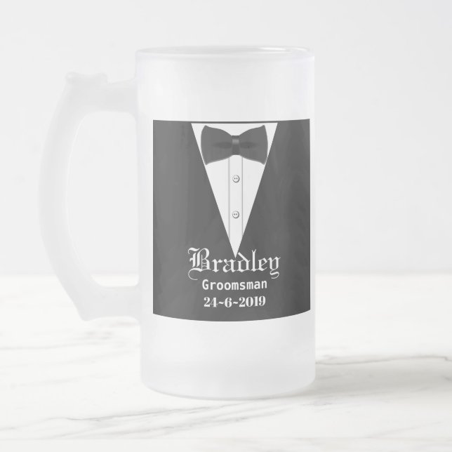 Caneca De Cerveja Vidro Jateado Padrinhos de casamento Personalizados Personalizad (Esquerda)