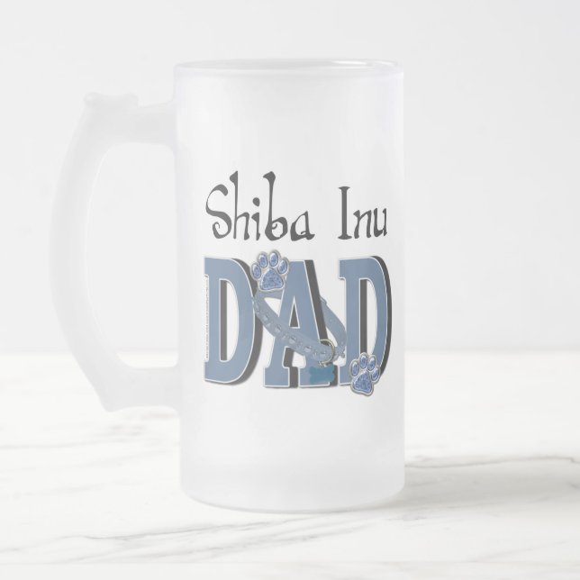 Caneca De Cerveja Vidro Jateado PAI de Shiba Inu (Esquerda)
