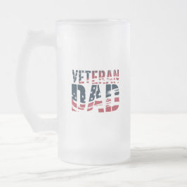 Caneca De Cerveja Vidro Jateado Pai de Veterano Vermelho, Branco e Azul