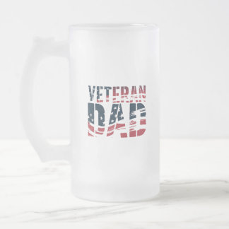 Caneca De Cerveja Vidro Jateado Pai de Veterano Vermelho, Branco e Azul