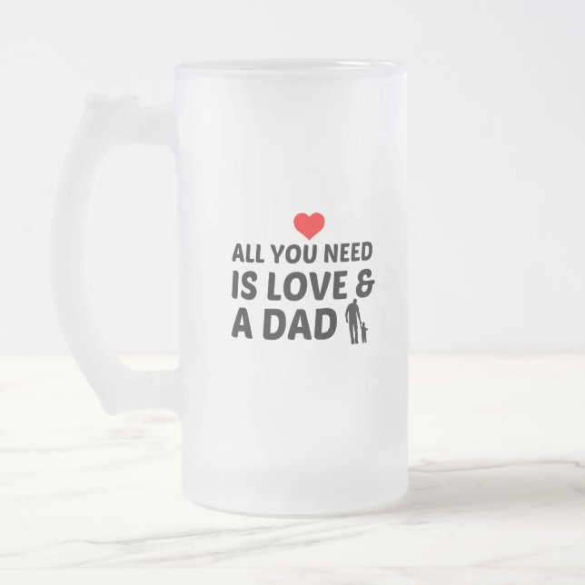 CANECA DE CERVEJA VIDRO JATEADO PAI E AMOR (Esquerda)