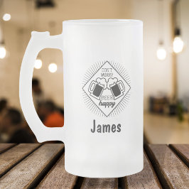 Caneca De Cerveja Vidro Jateado Pai Engraçado de Nome Personalizado