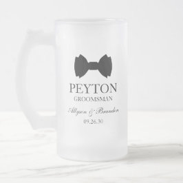 Caneca De Cerveja Vidro Jateado Pajem de Gravata Borboleta Preta