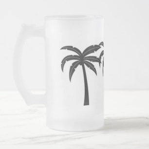 Caneca De Cerveja Vidro Jateado Palmeiras tropicais