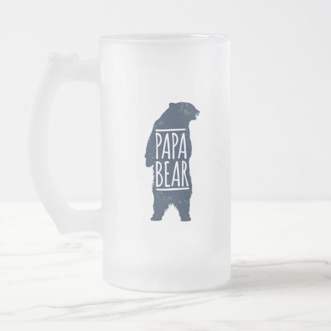Caneca De Cerveja Vidro Jateado Papa Bear Mug (Esquerda)