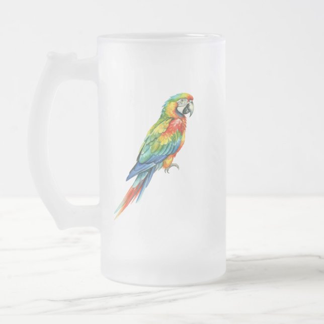 Caneca De Cerveja Vidro Jateado Papagaio (Esquerda)