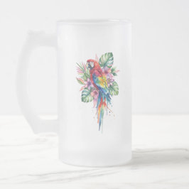 Caneca De Cerveja Vidro Jateado Papagaio