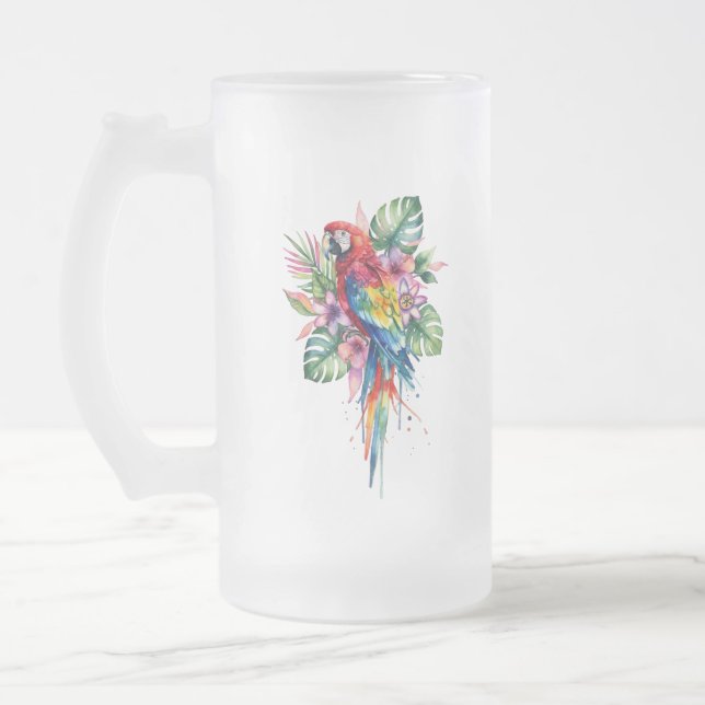 Caneca De Cerveja Vidro Jateado Papagaio (Esquerda)