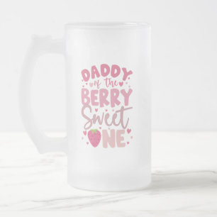 Caneca De Cerveja Vidro Jateado Papai do Doce Morango Aniversário de Morango
