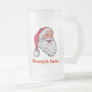 Caneca De Cerveja Vidro Jateado Papai noel polonês