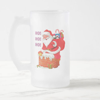 Caneca De Cerveja Vidro Jateado PAPAIS NOEIS COM PRESENTES DE NATAL, HO! Hei! Hei!