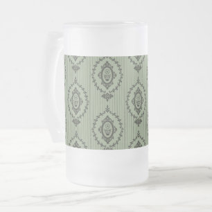 Caneca De Cerveja Vidro Jateado Papel de Parede Barroco em Verde