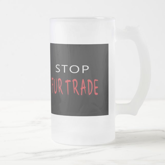 Caneca De Cerveja Vidro Jateado Pare o Comércio de Peles (Direita)