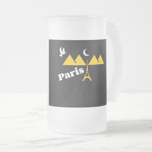Caneca De Cerveja Vidro Jateado Paris Mugs,,,,,,,,, (Frente Esquerda)