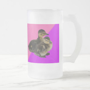 Caneca De Cerveja Vidro Jateado Patinhos em Sorvete Rosa de Framboesa e Roxo