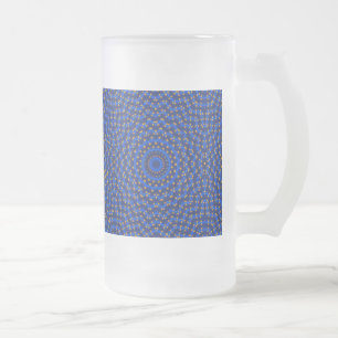 Caneca De Cerveja Vidro Jateado Pato em Azul Kaleidoscope Pequeno