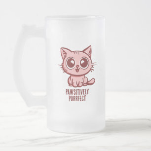 Caneca De Cerveja Vidro Jateado Pawsitively Purfect, linda Ganga Kitten