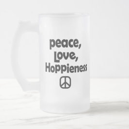 Caneca De Cerveja Vidro Jateado Paz Amor Esperança
