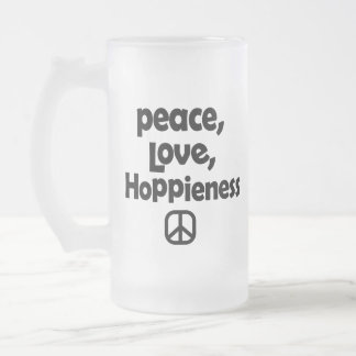 Caneca De Cerveja Vidro Jateado Paz Amor Esperança