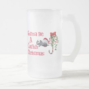 Caneca De Cerveja Vidro Jateado Peixe-gato engraçado da pesca do humor da pesca da