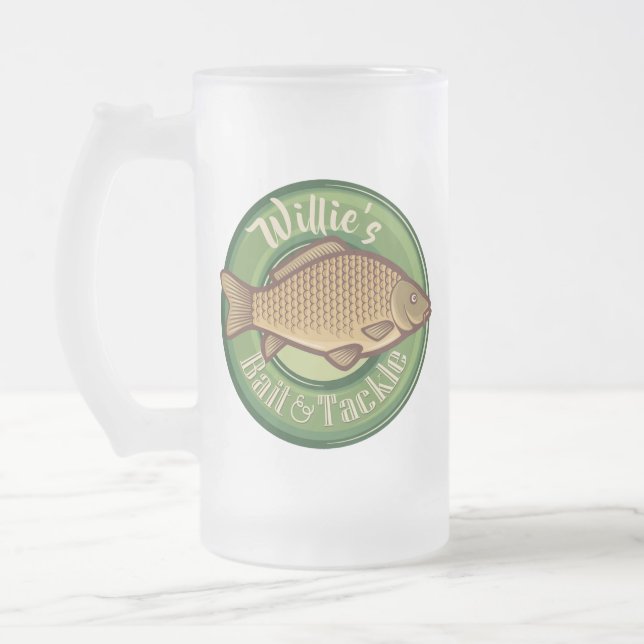 Caneca De Cerveja Vidro Jateado Peixe personalizado e Compre-se à pesca (Esquerda)
