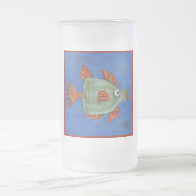 Caneca De Cerveja Vidro Jateado Peixes da garrafa (Centro)